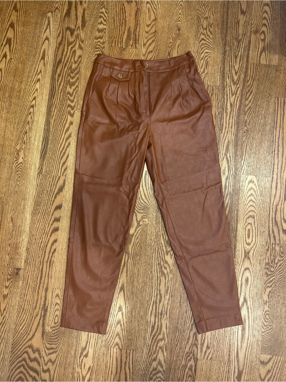 Blank NYC Faux Leather High-Waist Pants in Chestnut